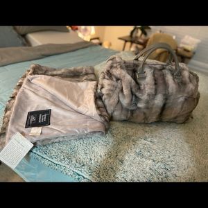 Dennis Basso fur tote with small fur throw
